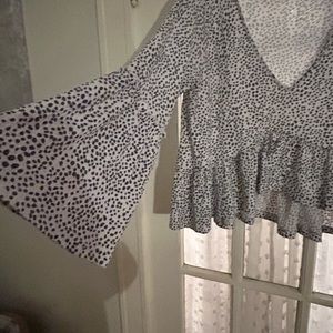 Altar’d State Size Large Black and White Soft Cotton Shirt Wide Bell Sleeves